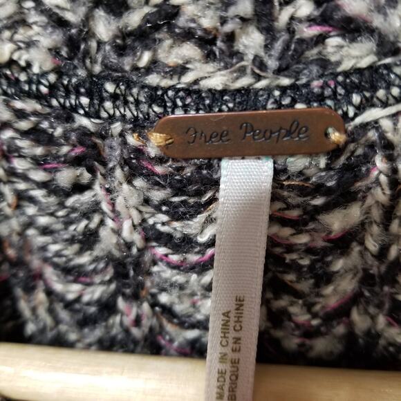 Free People Sweater Size Medium Ribbed Knit Asymmetrical Zipper Moto Jacket - Picture 4 of 10